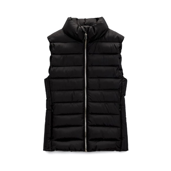NEW Zara Lightweight Puffer Vest Black Size M - Picture 1 of 11